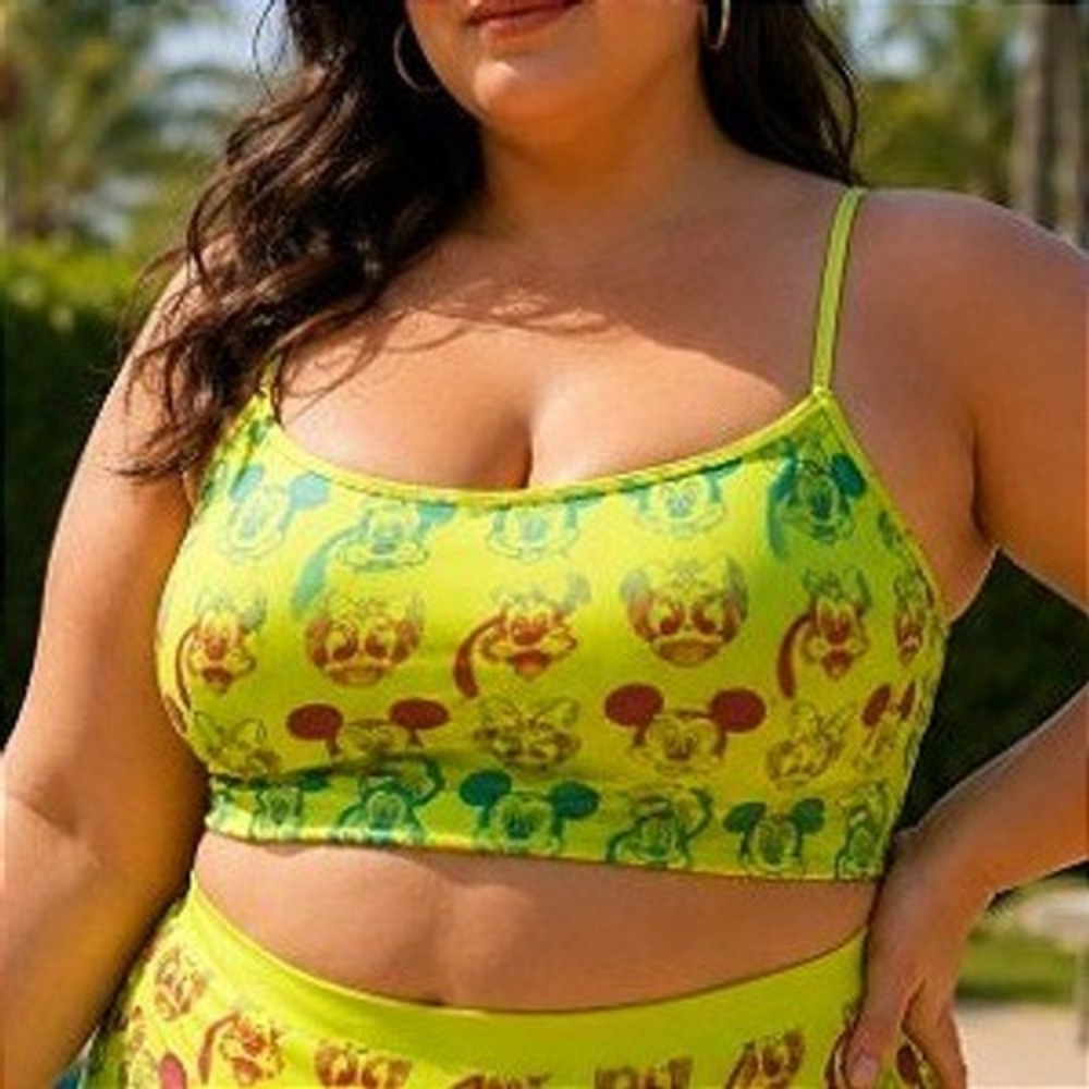 NWT Disney Store Mickey Mouse & Friends Citron Lime Bikini Swimsuit Top Plus 3X
